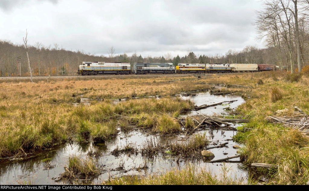 Delaware Lackawanna train PO-74 crossing the headwaters of Roaring Brook, near Lehigh Summit on the ex-DL&W main line